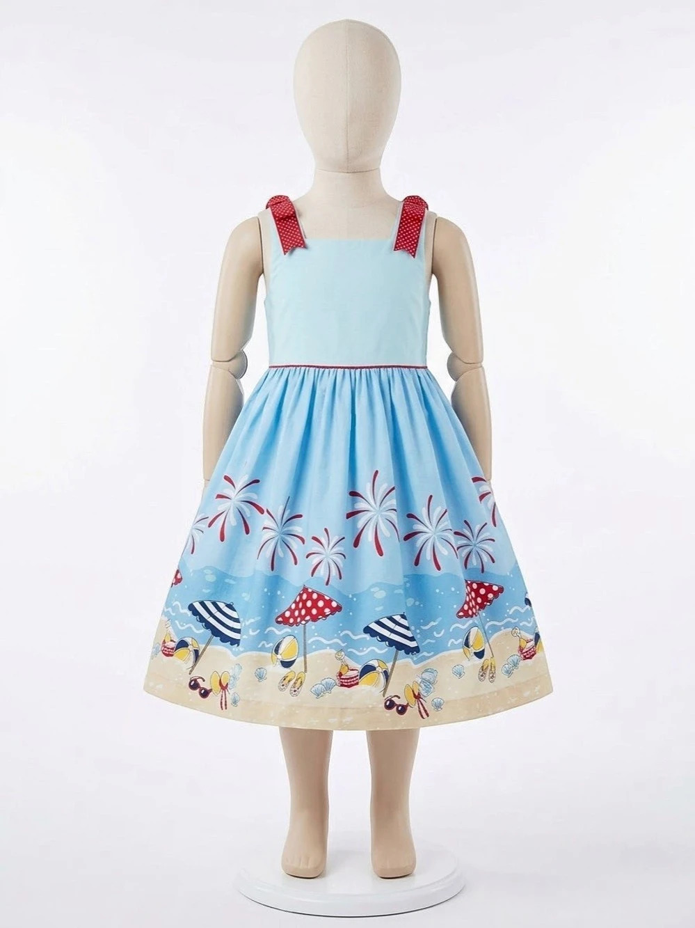 Bonnie Jean Girls Size 6 Blue & Red Party Dress